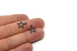 Black Star Charm, 50 Oxidized Black Brass Star Charms With 1 Loop (14x12mm) Brs 299 A0298