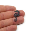 Sea Horse Charm, 4 Oxidized Black Brass Sea Horse Shaped Charms With 1 Loop (32x14x0.60mm) SMP0156 Y161