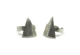 Silver Triangle Ring, 2 Antique Silver Plated Brass Adjustable Triangle Ring N0115