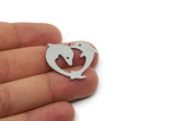 Steel Dolphin Charm, Stainless Steel Heart Shaped Charms With 1 Loop, Earring Charm, Necklace Findings (25x30x0.80mm) SMP3311