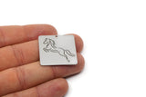 Steel Square Charm, 4 Stainless Steel Horse Patterned Square Charms With 1 Hole, For Jewelry Making (30x30x0.80mm) SMP2991
