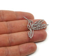 Steel Bird Charm, 6 Stainless Steel Hummingbird Shaped Charms, Findings (37x39x0.80mm) SMP3083