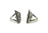 Silver Ring, 2 Antique Silver Plated Brass Adjustable Rings N0063