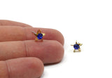 Brass Stud Earrings, 6 Sapphire Crystal Rhinestone Beads Brass Stud Earrings Brass Setting for SS18 - 4.3mm SS18 N0374