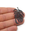 Black Leaf Charm, 2 Oxidized Black Brass Leaf Charms, Brass Earring Charms, Charms for Jewelry Making (49x25x0.80mm) SMP1451 A5967