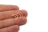 Gold Moon Charm, 12 Gold Plated Brass Crescent Moon Charms With 1 Loop (17x5x1mm) A3768