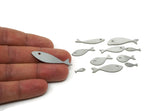 Steel Fish Charm, 2 Stainless Steel Fish Charms, Blanks, Findings SMP3091