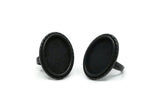 Adjustable Ring Setting, Oxidized Black Brass Adjustable Ring With 1 Oval Pad H0624