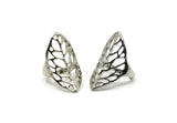 Silver Leaf Ring, Silver Tone Adjustable Leaf Rings N0030 H0503