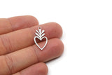 Steel Heart Charm, 10 Stainless Steel Heart Charms With 1 Loop, Earring Findings (25x12x0.80mm) SMP2947