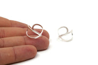 Copper Infinity Ring - 4 Antique Silver Plated Copper Adjustable Infinite Ring Settings - 16-17mm / 23 Gauge Mn88