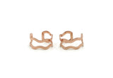 Rose Gold Ring, 4 Rose Gold Plated Brass Adjustable Wavy Rings Q0221