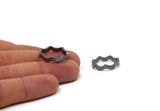Gunmetal Wavy Ring, 2 Gunmetal Plated Brass Wavy Rings (17mm) N0356