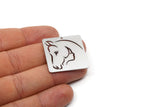 Steel Square Charm, 4 Stainless Steel Horse Patterned Square Charms With 1 Hole, For Jewelry Making (30x30x0.80mm) SMP2993