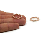 Rose Gold Wavy Ring, 2 Rose Gold Plated Brass Wavy Rings (18mm) N0357