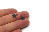 Black Star Charm, 50 Oxidized Black Brass Star Tags With 1 Loop (10x12mm) A0262