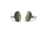 Silver Oval Ring, 2 Antique Silver Plated Brass Oval Shaped Adjustable Ring N0090
