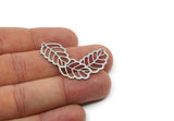 Steel Leaf Charm, Stainless Steel Leaf Charms With 2 Loops, Connectors, Bracelet Connector, Necklace Findings (23x40x0.80mm) SMP3310