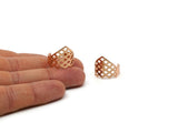Rose Gold Riddled Ring, 2 Rose Gold Plated Brass Adjustable Riddled Ring Settings (16x17mm / 23 Gauge) MN11 Q0427