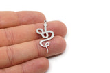 Steel Snake Charm, 24 Stainless Steel Snake Charms With 1 Loop, Snake Earrings (37.5x17x0.80mm) SMP2952