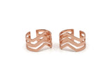 Copper Bohemian Ring, 2 Rose Gold Plated Copper Chevron Adjustable Ring Settings (16-17mm) 23 Gauge Mn87 Q0463