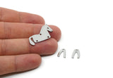 Steel Charm, Stainless Steel Dangle Horse Charm With 5 Holes, Connector Parts, Steel Parts Of Dangles, Findings (28x29x0.80mm) SMP3291