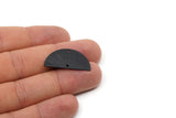 Semi Circle Charm, 4 Oxidized Black Brass Semi Circle Pendants With 2 Holes, Blanks (30x15x0.80mm) D0388