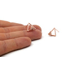 Rose Gold Triangle Earring, 4 Rose Gold Plated Brass Triangle Stud Earrings (13x15x1mm) E370 Q0524