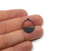 Black Oval Charm, 8 Oxidized Black Brass Oval Charms With 1 Loop, Earring Charms (24x16x0.60mm) A3113