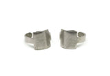 Silver Ring, 2 Antique Silver Plated Brass Adjustable Square Rings N0113