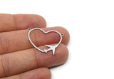 Steel Airplane Charm, Stainless Steel Heart Charms With 2 Loops, Necklace Pendants, Connector Findings (23.5x30x0.80mm) SMP3308