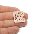 Customized Geometric Charm, For Jewelry Making Brass/Steel/Copper Rectangle Face Charm With 1 Loop, Personalized Jewelry (32x24mm) SMP3189