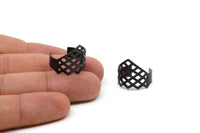 Black Riddled Ring - 4 Oxidized Brass Black Adjustable Riddled Ring Settings (16x17mm / 23 Gauge) MN11