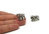 Silver Ring Settings, Antique Silver Plated Brass Claw Rings, Pad Size 4mm And Double Small Pads For 1.5mm Stones N0224