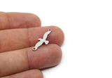 Stainless Steel Seagull Charm With 2 Loops, Animal Pendant, Jewelry Connector Findings (8.5x15x0.80mm) SMP3309