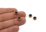 Brass Bead, 8 Raw Brass AB Sapphire Crystal Diamond Rhinestones Setting for 6.3mm SS30 SY0052