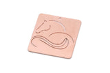 Copper Square Charm, 2 Raw Copper Horse Patterned Square Charms With 1 Hole, For Jewelry Making (30x30x0.80mm) SMP2989
