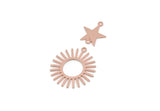 Copper Dangle Charm, Raw Copper Sun And Star Shaped Charms With 3 Loops, Findings (40x23x0.80mm) SMP3297