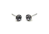 Brass Stud Earrings, 6 Levander Crystal Rhinestone Beads Brass Stud Earrings Brass Setting for SS29 - 6.3mm SS29 N0581