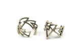 Silver Triangle Ring, 2 Antique Silver Plated Brass Adjustable Geometric Triangle Rings N0019