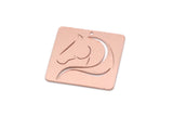 Copper Rectangle Charm, 2 Raw Copper Horse Patterned Rectangle Charms With 1 Hole, For Jewelry Making (27x30x0.80mm) SMP2992