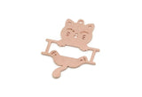 Copper Cat Charm, Raw Copper Cat Charms With 1 Loop, Animal Jewelry, Findings (30x23x0.80mm) SMP3314