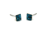 Brass Stud Earrings, 6 Light Blue Crystal Rhinestone Beads Brass Stud Earrings Brass Setting for SS28 - 6mm SS28 F129