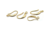 Gold Ear Hooks, 10 Gold Plated Brass Earring Wires, Earring Hooks (18x9mm) BS 1816