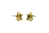 Brass Stud Earrings, 8 Golden Amber Crystal Rhinestone Beads Brass Stud Earrings Brass Setting for SS24 - 5.3mm SS24 BS 1253 Y242