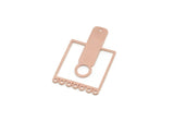 Copper Square Pendant, Raw Copper Square Dangle Charms With 1 Hole And 7 Loops, Geometric Findings (35x22x0.80mm) SMP3301