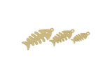 Brass Fish Charm, Raw Brass Fish Bone Charms With 1 Loop, Animal Jewelry, Findings (15/20/25x0.60mm) SMP3321