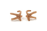 Rose Gold Starfish Ring - Rose Gold Plated Brass Adjustable Starfish Rings Mn69