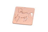 Copper Square Charm, 2 Raw Copper Horse Patterned Square Charms With 1 Hole, For Jewelry Making (30x30x0.80mm) SMP2990