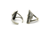 Silver Ring, 2 Antique Silver Plated Brass Adjustable Rings N0063